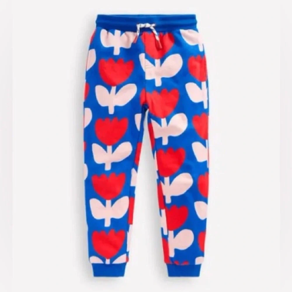 Mini Boden - Printed Sweatshirt and Joggers - Kingfisher Blue Bold Floral Tulips - Picture 9 of 10